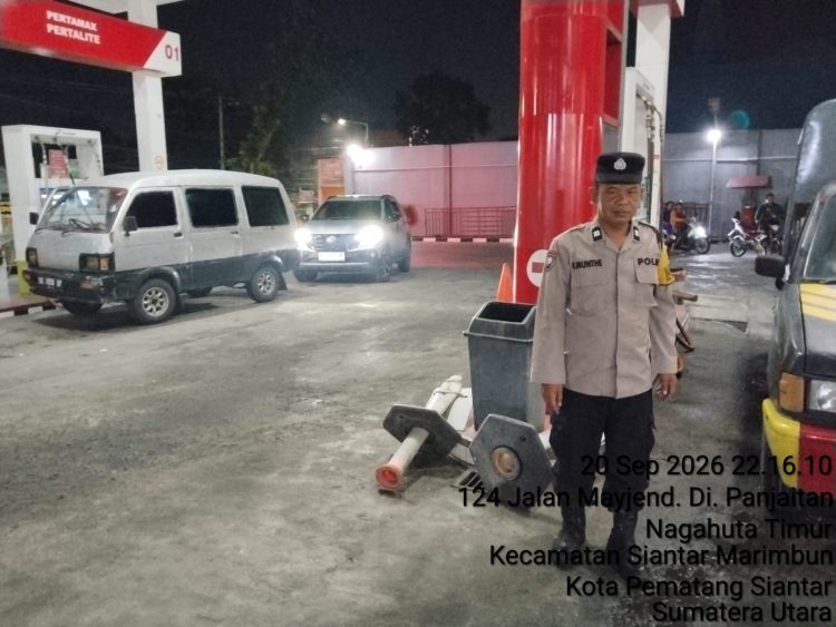 Solar Habis, Antrean Tetap Normal! Polisi Monitoring SPBU di Siantar Marihat