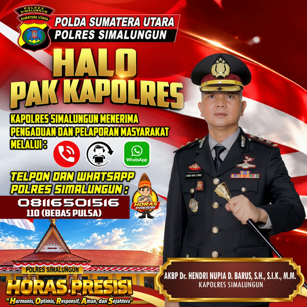 Kapolres Simalungun Buka Jalur Langsung ke Warga, Aduan Kini Cukup Lewat WhatsApp