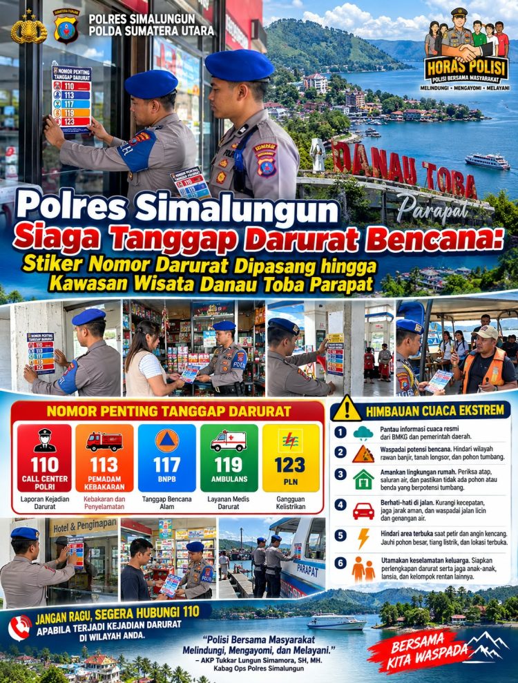 Antisipasi Bencana di Danau Toba, Polres Simalungun Sebar Nomor Darurat hingga Parapat