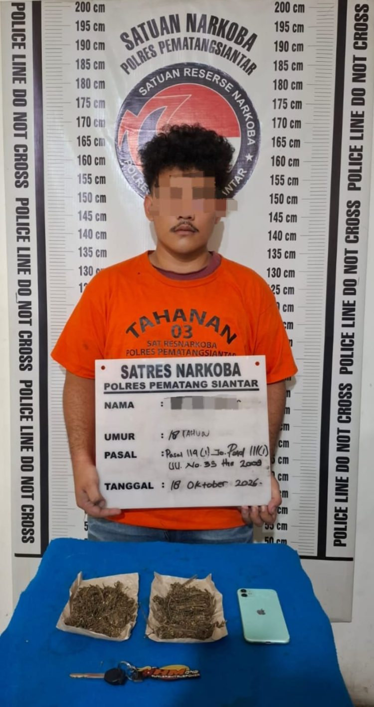 Gagal Kabur Saat Dicegat Polisi, Mahasiswa 18 Tahun Diamankan dengan 32,83 Gram Ganja di Pematangsiantar