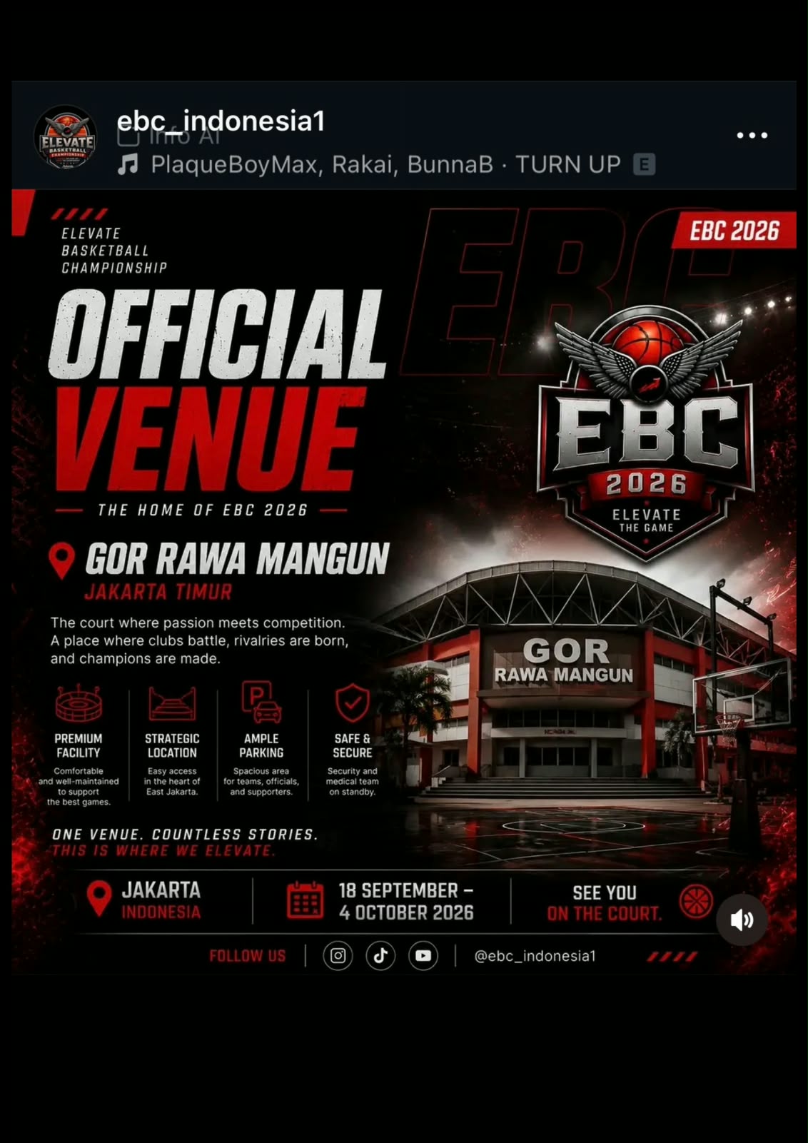 GOR Rawa Mangun, official venue ELEVATE Basketball Championship 2026