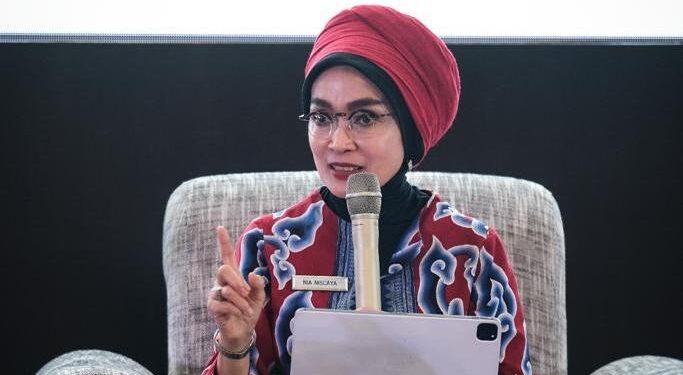 Deputi Bidang Kebijakan Strategis Kemenparekraf/Baparekraf, Nia Niscaya, pada Rakornas Parekraf 2022, di Grand Sahid, Jakarta.