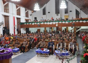 Perayaan Natal Keluarga Besar Polres Pematang Siantar, Senin 18 Desember 2023.