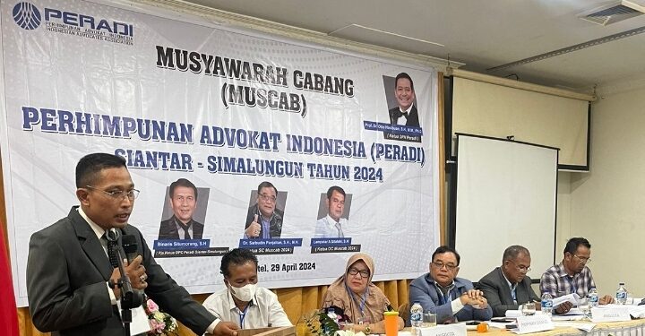 Raden MA Arafah, memberi sambutan usai terpilih jadi Ketua DPC PERADI Siantar-Simalungun.