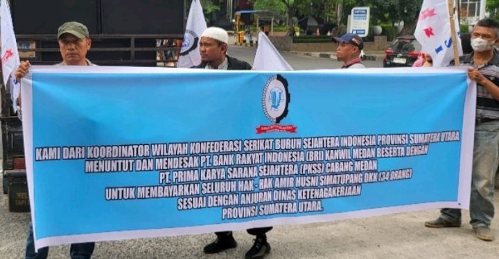 Ratusan Buruh Geruduk BRI Kanwil Medan, Tuntut Pesangon Eks Karyawan Dibayar