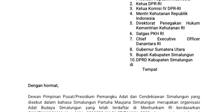 PACS Surati Presiden, Tolak Klaim Tanah Adat di Simalungun dan Minta Tindak Tegas Penguasaan Tanpa Legalitas di Eks Konsesi TPL