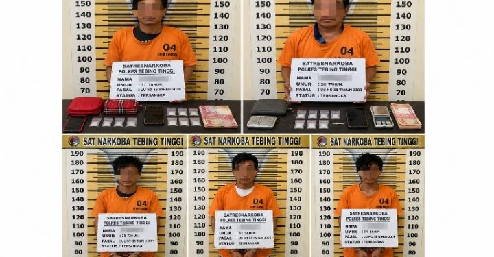 Digerebek di Bawah Pohon Mangga, 5 Pemilik Sabu di Tebing Tinggi Diciduk Polisi