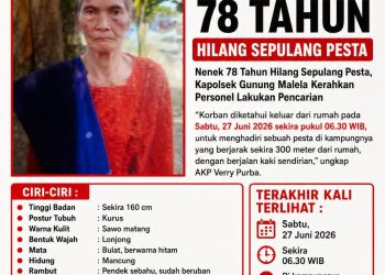 Nenek 78 Tahun Hilang Usai Hadiri Pesta, Polisi Kerahkan Personel dan Minta Bantuan Warga