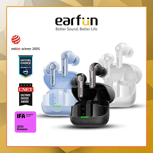 EarFun Air Pro 4+ Hi-Res Adaptive ANC Earbuds with Dynamic Hybrid Driver System