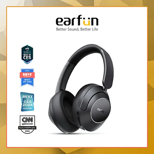 EarFun Wave Pro - Black - Hi-Res LDAC Wireless Headphones with Premium Hybrid ANC