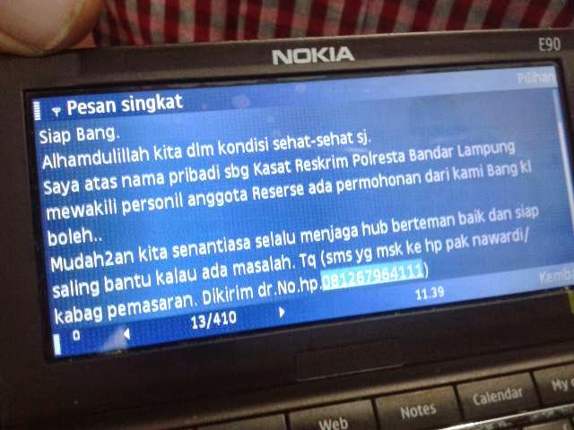 SMS Penipuan, Catut Nama Kasatreskrim Polresta Bandarlampung