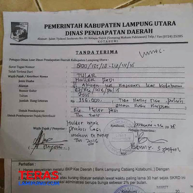 Oknum Dispenda Lampung Utara Diduga Pungut Pajak Secara Ilegal