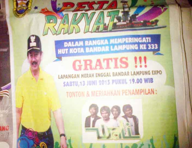 HUT Bandarlampung: Ayo ke Saburai Petang Ini, Nonton Aksi Wali Band Sambil Santap Gratis!