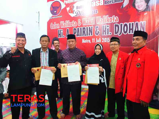 Pilkada Metro, Pasangan Pairin-Djohan Dapat Rekomendasi PDIP