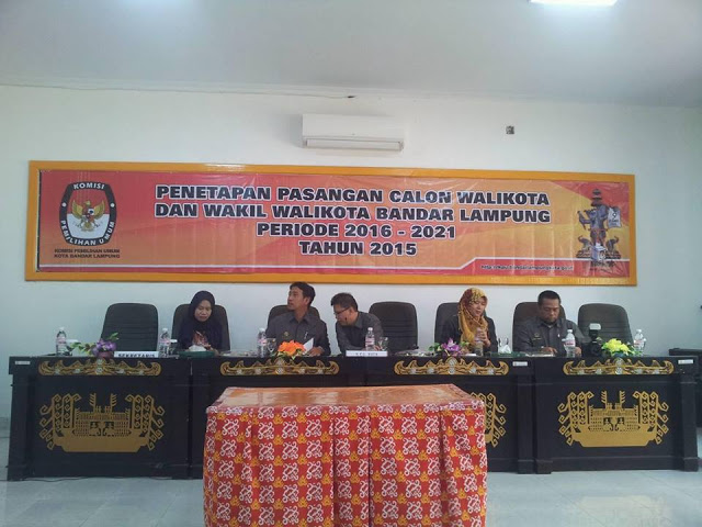 KPU Bandarlampung Tetapkan Tiga Pasangan Calon Walikota-Wakil Walikota Bandarlampung
