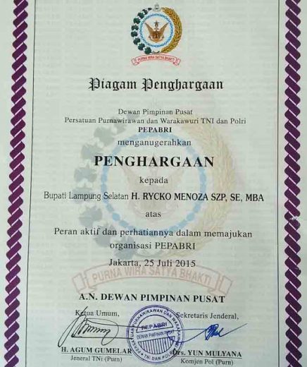 Rycko Menoza Terima Penghargaan Pepabri