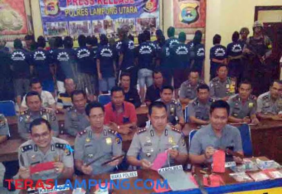 Polres Lampung Utara Tahan 70 Pelaku Kejahatan dalam Sebulan Terakhir