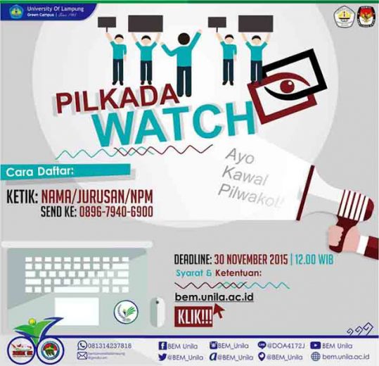 Kawal Pilwakot Bandarlampung, BEM Unila Buka Lowongan Relawan