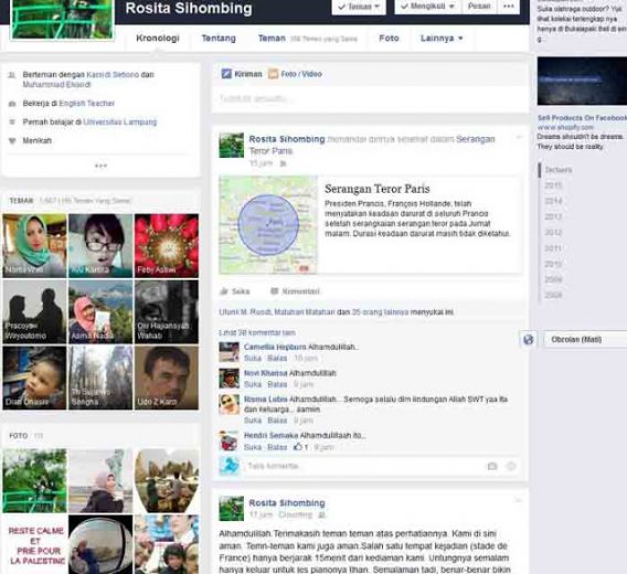 Horor Paris, Warga Lampung Ini Sebarkan ‘Cek Keselamatan’ Dirinya di Facebook