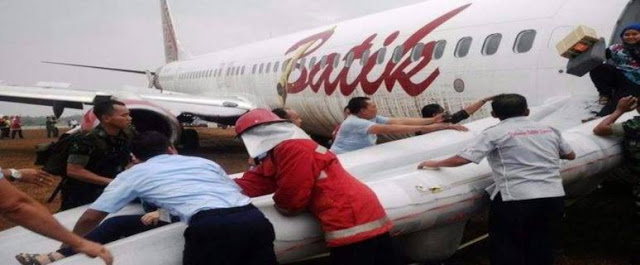 Pesawat Batik Air Tergelincir di Bandara Adisucipto, Seluruh Penumpang Selamat