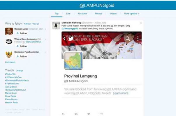 Pemprov Lampung Imbau Para Kepala SKPD Waspadai Postingan Akun Twitter @LAMPUNGgoid