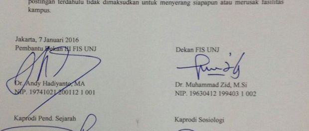 Dua Mahasiswa FIS UNJ Terancam Dipidanakan
