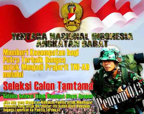Pendaftaran Tamtama PK TNI Angkatan Darat