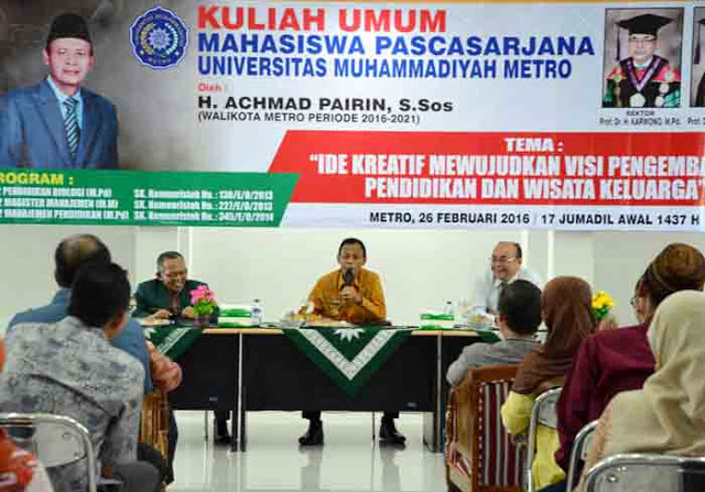 Walikota Ahmad Pairin Beri Kuliah Umum di UM Metro