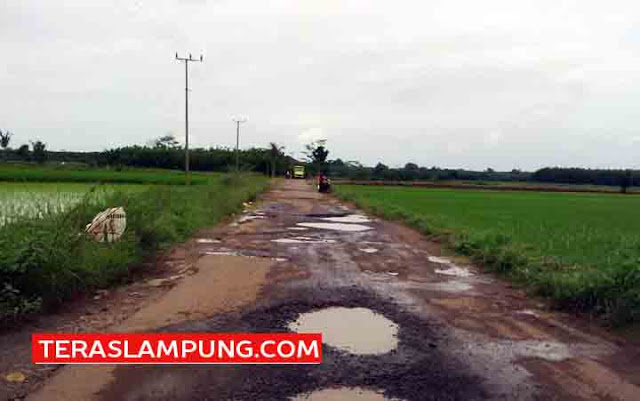 Banyak Ruas Jalan di Kotabumi Rusak Parah