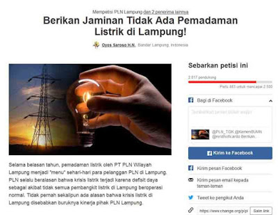 Kasus Listrik di Lampung, Dukungan Petisi untuk Presiden Jokowi Tembus 2.000
