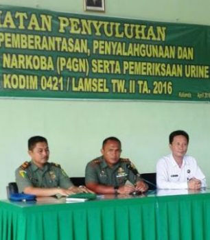 Kodim 0421/Lamsel Adakan Penyuluhan P2GN dan Tes Urine Narkoba