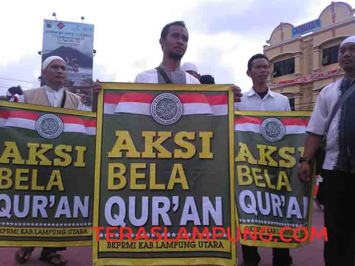 Tuntut Ahok Ditahan, 24 Ormas Islam Lampung Unjuk Rasa di Bundaran Adipura