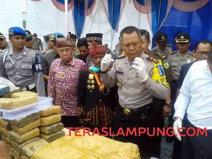 Galeri Foto: Pemusnahan 24 Kg Sabu dan 82,5 Kg Ganja di Polres Lamsel