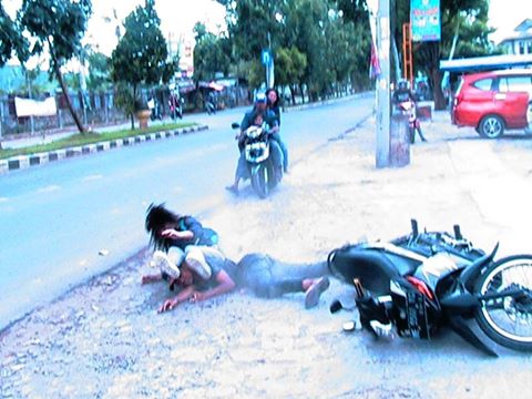 Kecelakaan di Kemiling, Dua Pengendara Sepeda Motor Luka-Luka