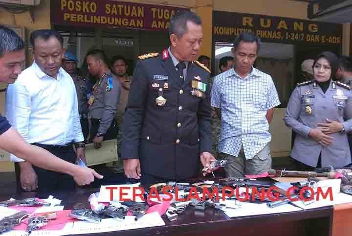 Selama 2016, Polda Lampung Sita 59 Pucuk Senjata Api Rakitan