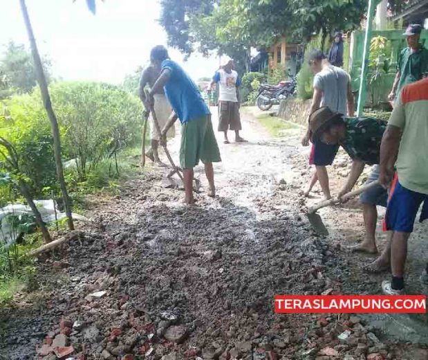 Pemkab tak Kunjung Bergerak, Warga Gapura Kotabumi Perbaiki Jalan secara Swadaya