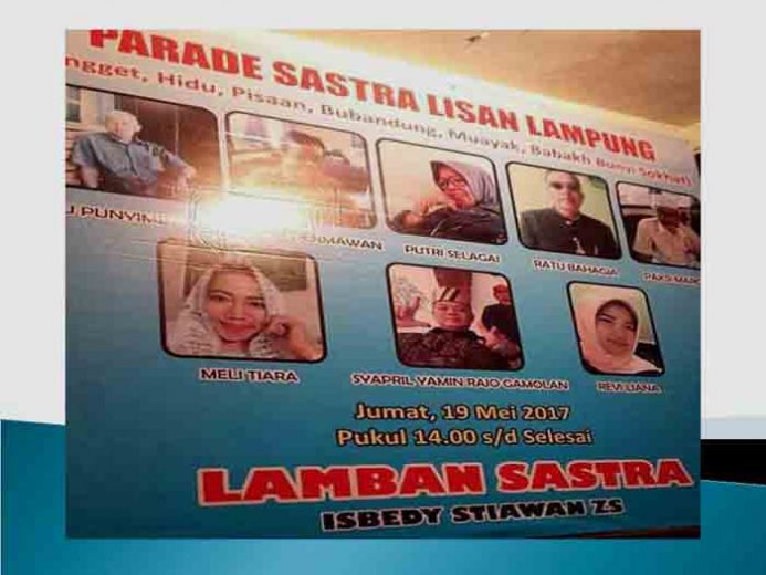 Jumat Sore, Parade Sastra Lisan Lampung Digelar di Lamban Sastra Isbedy Stiawan ZS