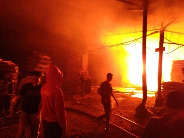 Pabrik Kayu di Tanjung Mulyo Lampung Utara Terbakar
