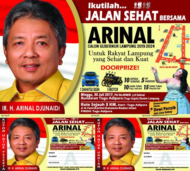 Berhadiah Mobil, Arinal Djunaidi Ajak Warga Lampung Jalan Sehat Bersama Dewi Persik
