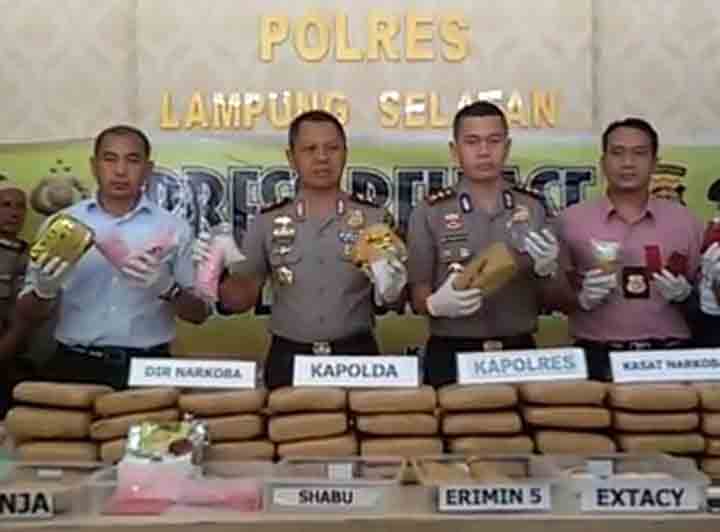 Sebulan, Polres Lamsel Sita Ribuan Butir Pil Ekstasi, 2,2 Kg Sabu, dan 60 Kg Ganja