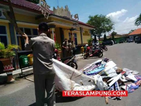 Sat Pol PP Lampura Kembali Tertibkan Spanduk dan Baliho