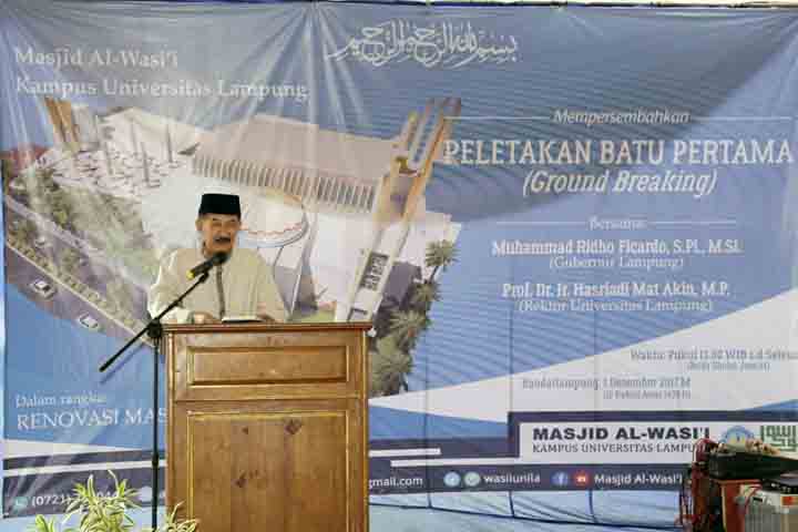 Pemprov Lampung Bantu Renovasi Masjid Al Wasi’i Unila