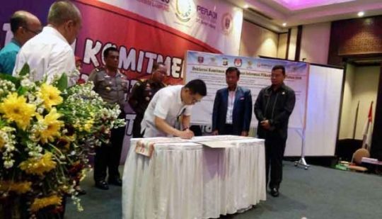 KI Lampung Gelar Deklarasi Komitmen Keterbukaan Informasi Pilkada Serentak 2018