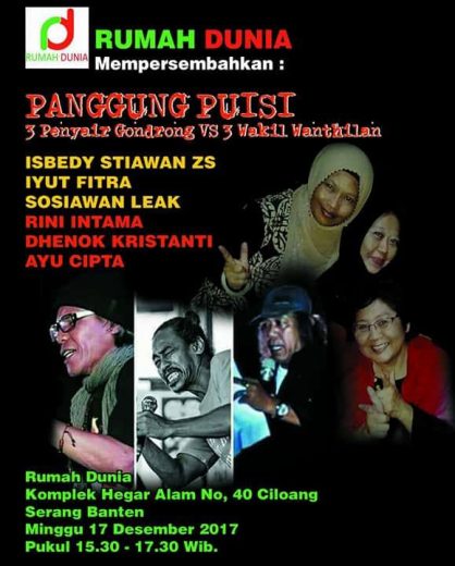 Sore Ini Tiga Penyair Gondrong Tarung Lawan Tiga Perempuan Penyair di Banten