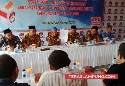 Tiga Pasangan Bakal Cabup-Cawabup Lampung Utara Penuhi Syarat Kesehatan