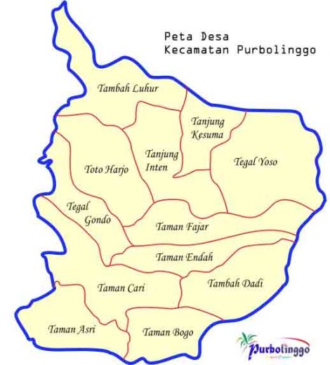 Peta Desa Kecamatan Purbolinggo,Lampung Timur (sumber: id.wikipedia.org)