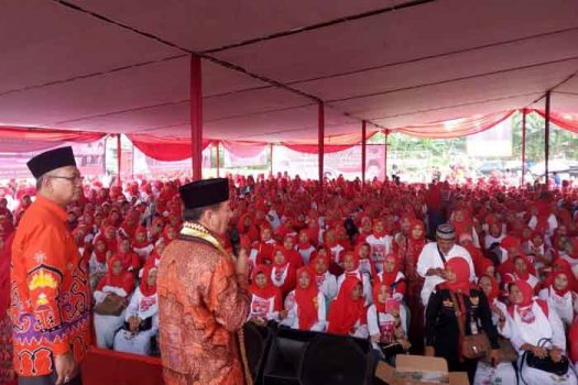 Herman HN dan Sutono kampanye di Way Halim,Bandarlampung,Kamis (10/5/2018).