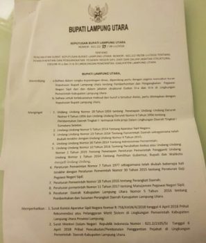 Sri Widodo Akhirnya Anulir Rolling Pejabat Eselon III dan IV Lampura