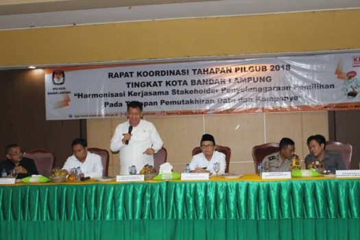 Plt Walikota Bandarlampung Hadiri Rakor Tahapan Pilkada