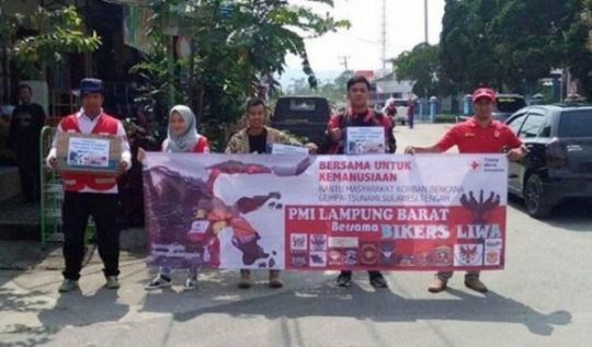 PMI dan Komunitas Bikers Liwa Galang Dana untu Korban Gempa Palu